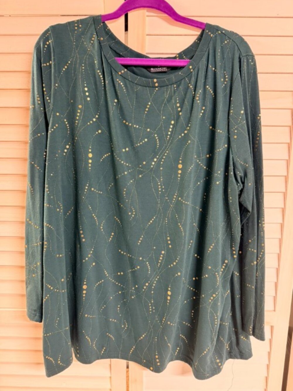 Bloomchic green & gold long sleeve blouse